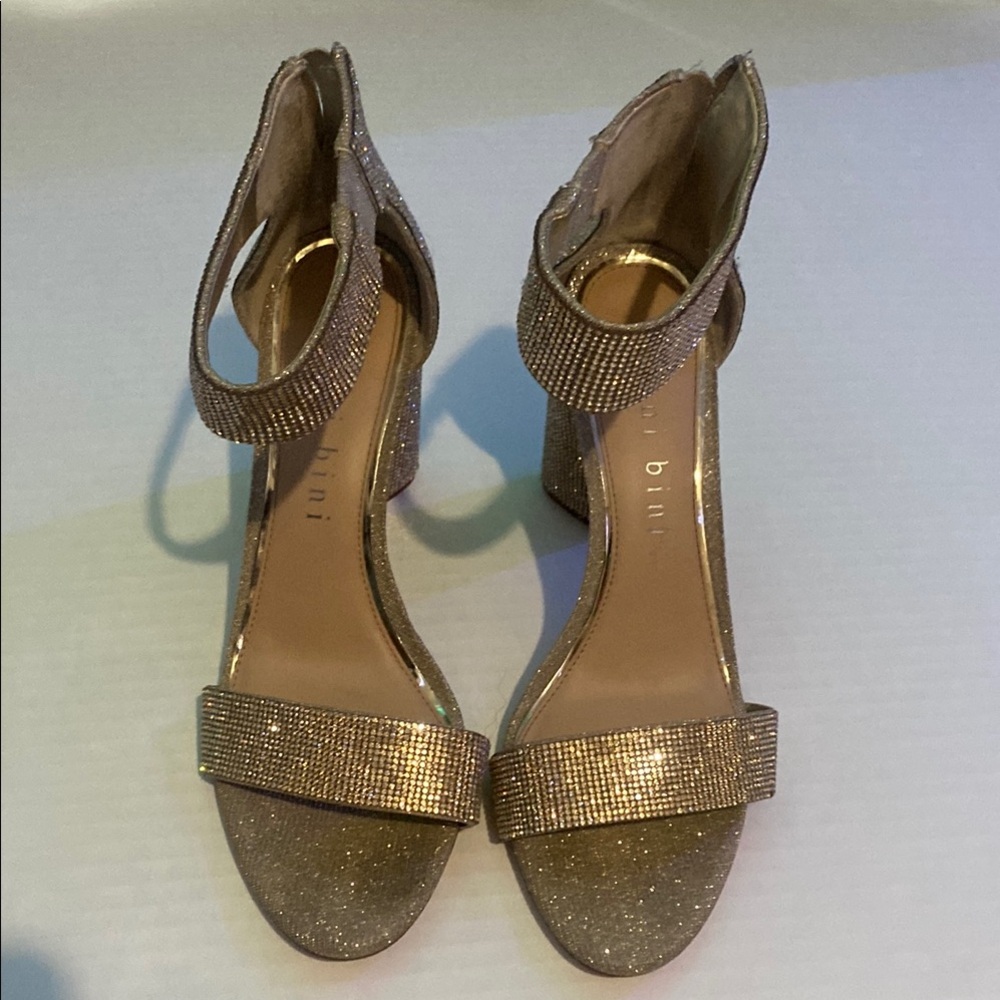 Gold Glitter High Heel Sandals